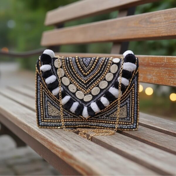 Amara Midnight Beaded Clutch