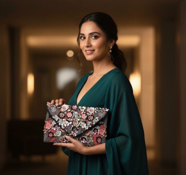 6e026546-2f19-472a-8594-b20ed77fba50 Midnight Bloom Handcrafted Floral Beaded Clutch