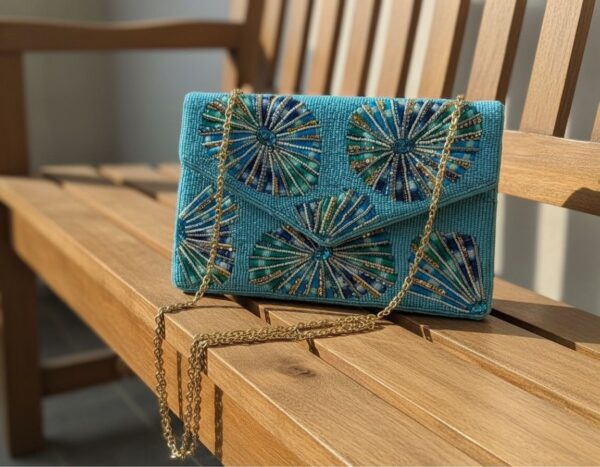 7a8629ca-ee15-4f29-adbb-e034ef0a6fd5 Blue Sunray Luxe Beaded Clutch