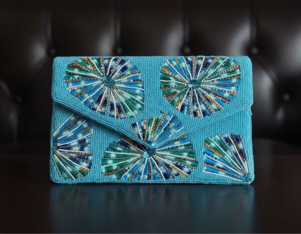 e95f57dc-29de-4dfe-ba86-97315c4cca2c Blue Sunray Luxe Beaded Clutch