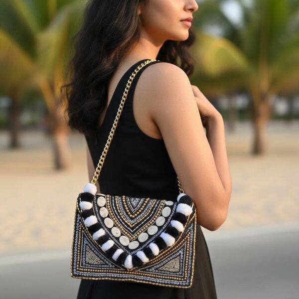Amara Midnight Beaded Clutch