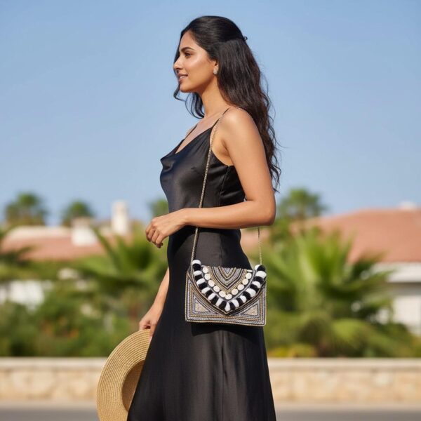 Amara Midnight Beaded Clutch