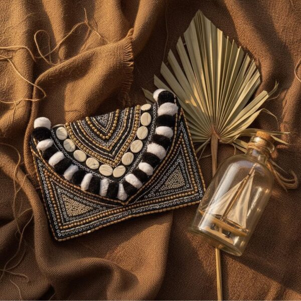 Amara Midnight Beaded Clutch