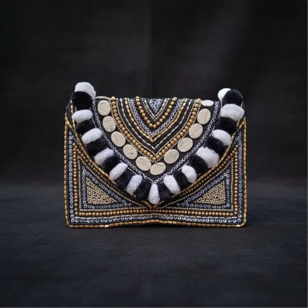 Amara Midnight Beaded Clutch