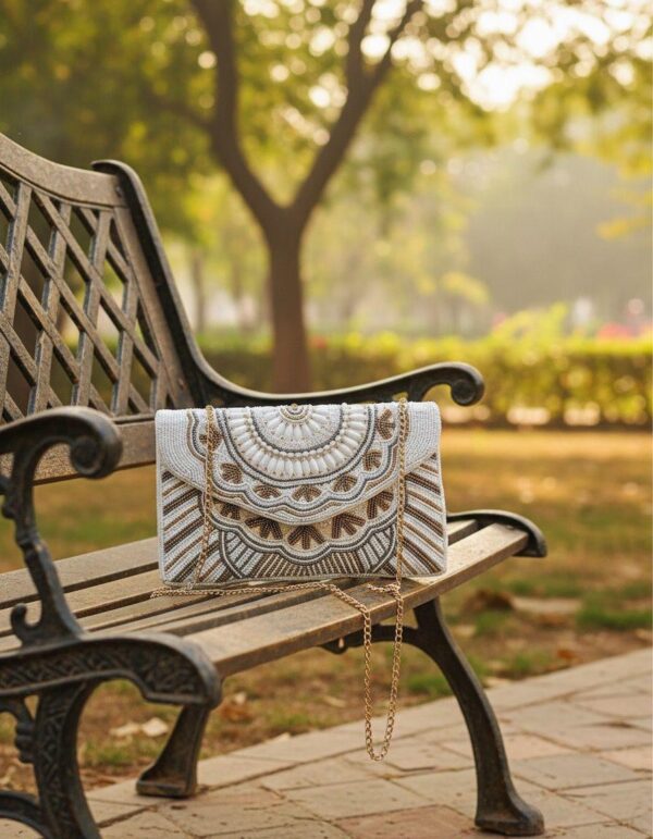 Beaded Boho Envelope Clutch Bag