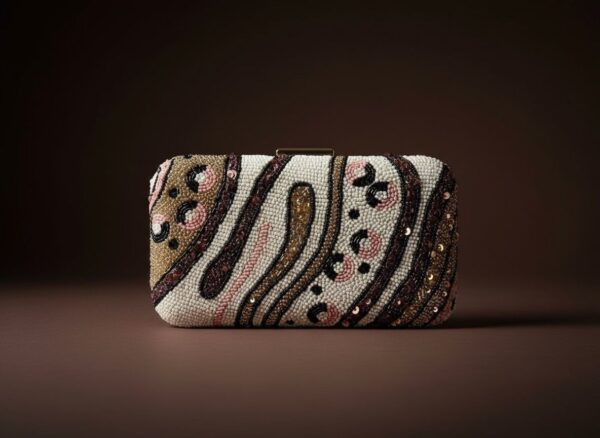 Blush Marble Beaded Clutch