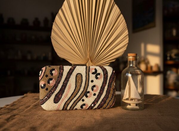 Blush Marble Beaded Clutch