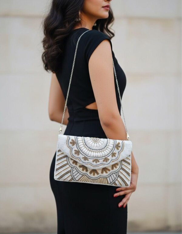Beaded Boho Envelope Clutch Bag