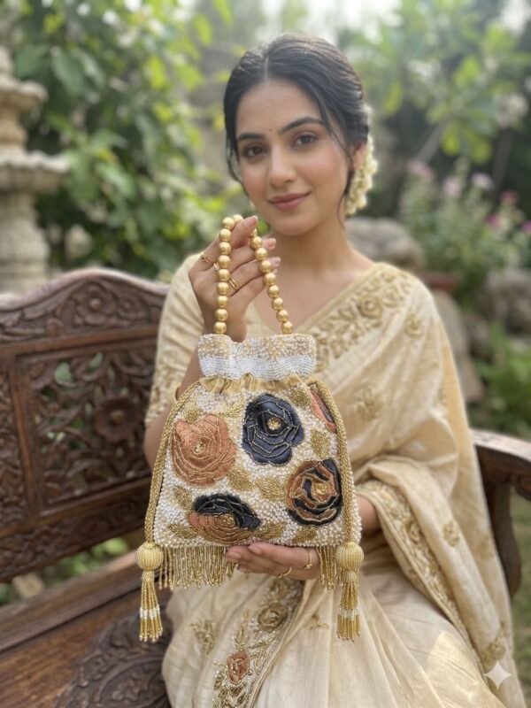 UntitledR Floral Pearl Embroidered Potli Bag