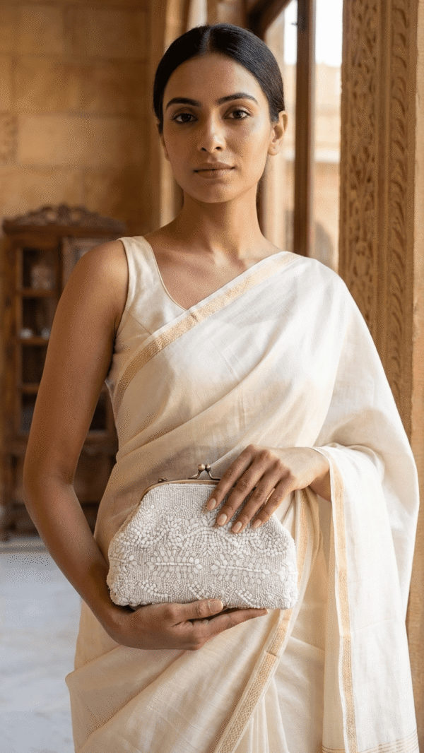 pomelli_photoshoot_image_9_16_0420 (5) Ivory Blossom Beaded Clutch