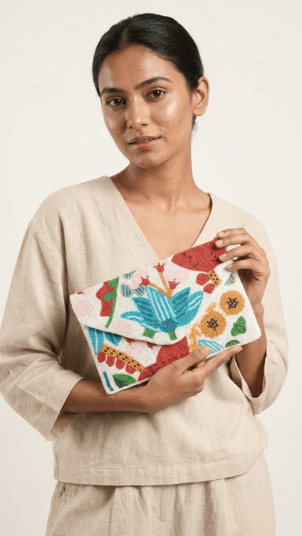 pomelli_photoshoot_image_9_16_0422 (1) Floral Beaded Envelope Clutch with Chain Strap