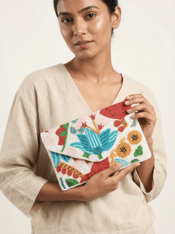pomelli_photoshoot_image_9_16_0422 (1) Floral Beaded Envelope Clutch with Chain Strap