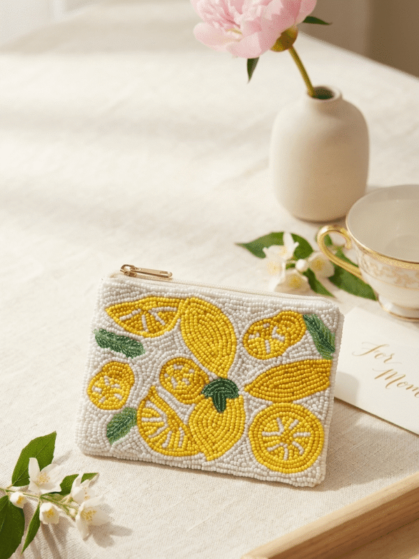 pomelli_photoshoot_image_9_16_0422 (12) Lemon Beaded Zip Coin Purse
