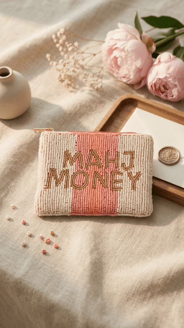 Mahj Money Beaded Zip Coin Purse