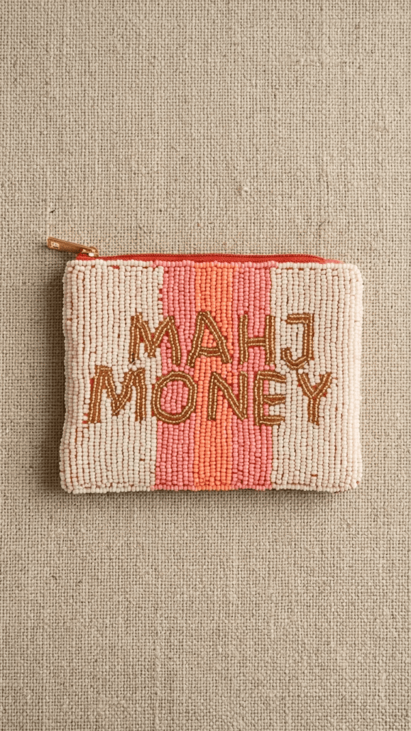 Mahj Money Beaded Zip Coin Purse