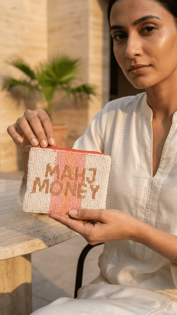 Mahj Money Beaded Zip Coin Purse