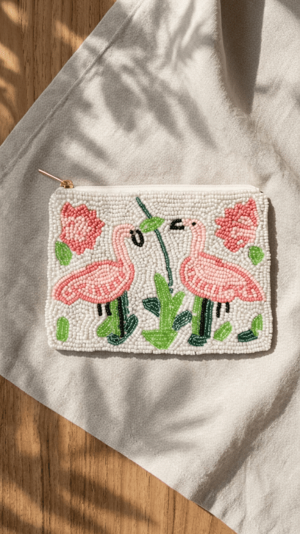 pomelli_photoshoot_image_9_16_0422 (3) Flamingo Beaded Zip Coin Purse