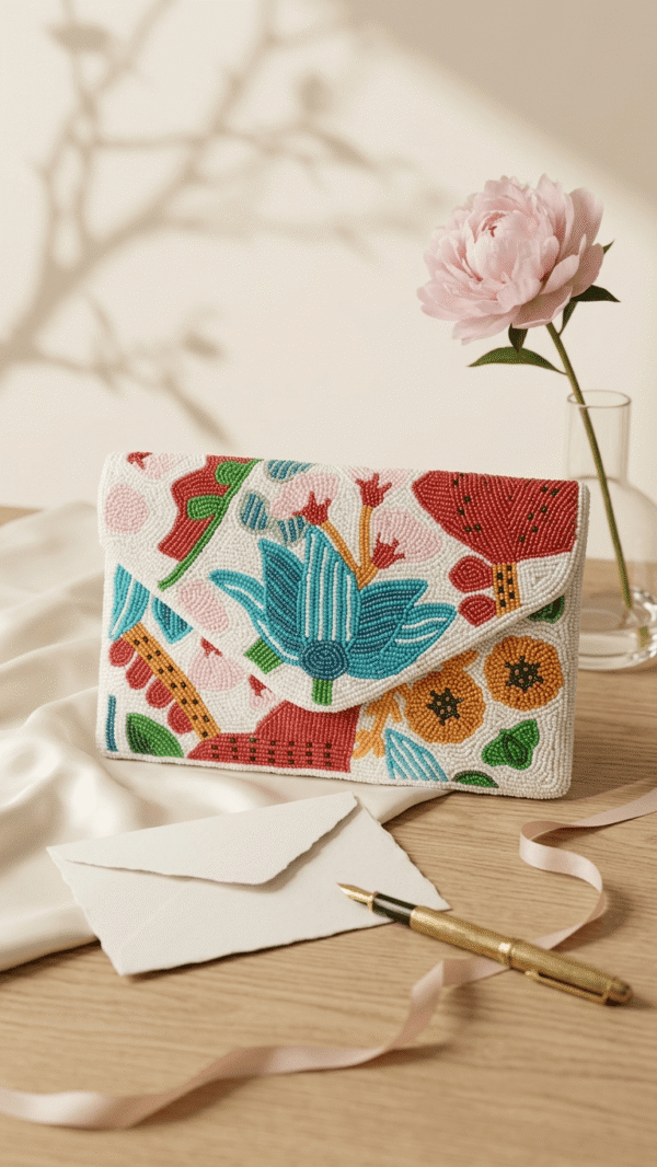 pomelli_photoshoot_image_9_16_0422 (3) Floral Beaded Envelope Clutch with Chain Strap