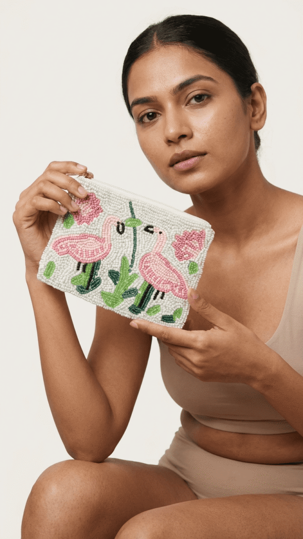 pomelli_photoshoot_image_9_16_0422 (6) Flamingo Beaded Zip Coin Purse
