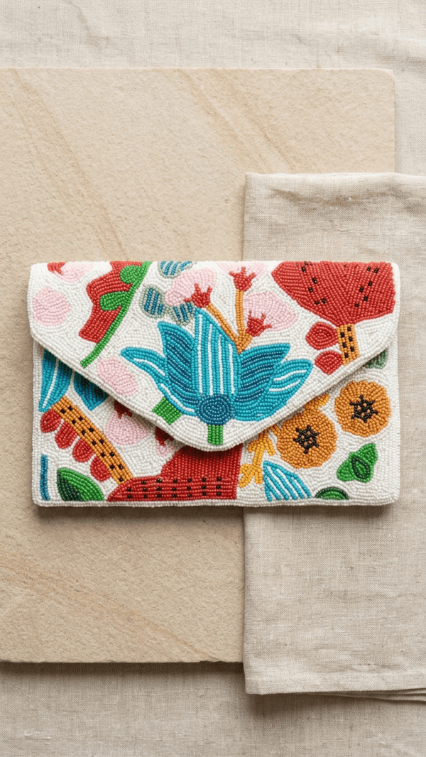 pomelli_photoshoot_image_9_16_0422 Floral Beaded Envelope Clutch with Chain Strap