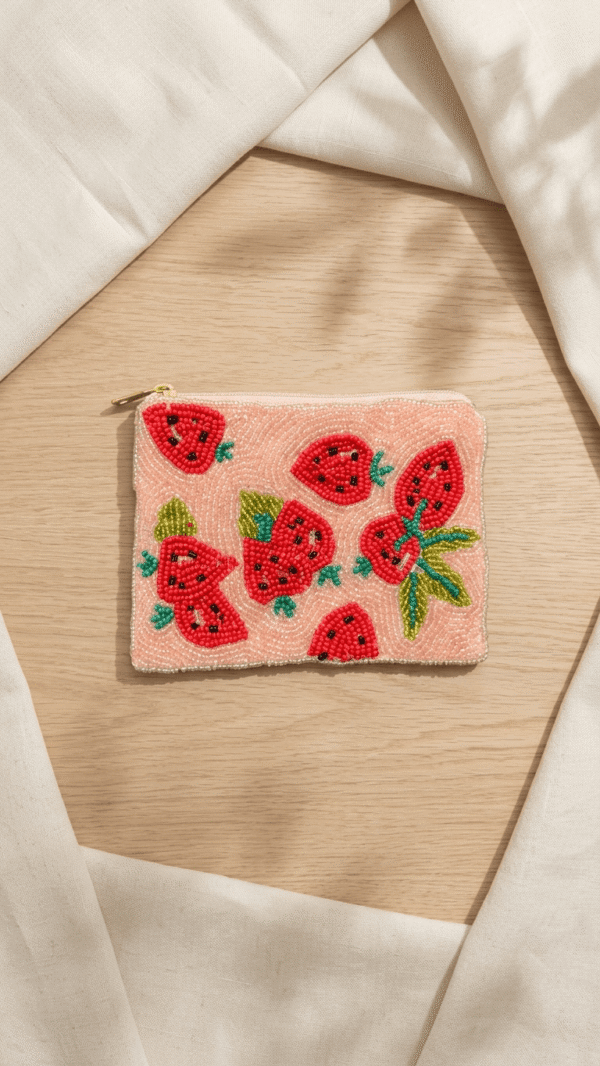 pomelli_photoshoot_image_9_16_0422 (9) Sweeten the Social Strawberry Beaded Coin Purse