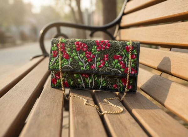 u Floral Beaded Evening Clutch