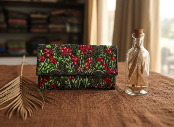 y Floral Beaded Evening Clutch