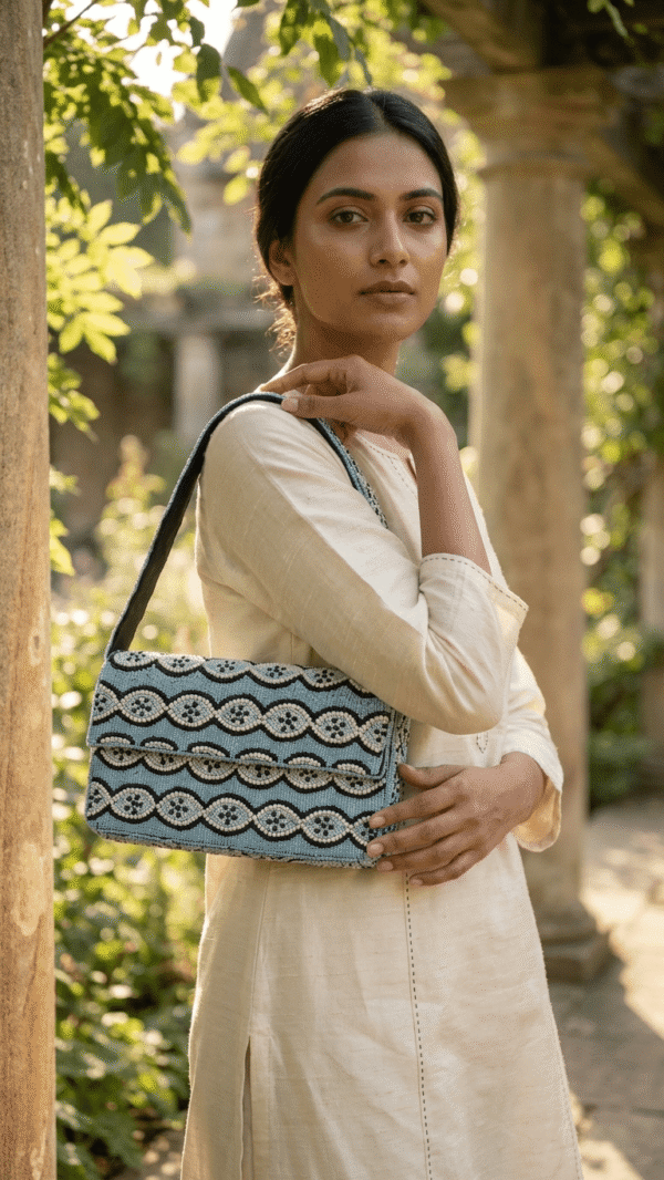 Sky wave Beaded Shoulder Bag