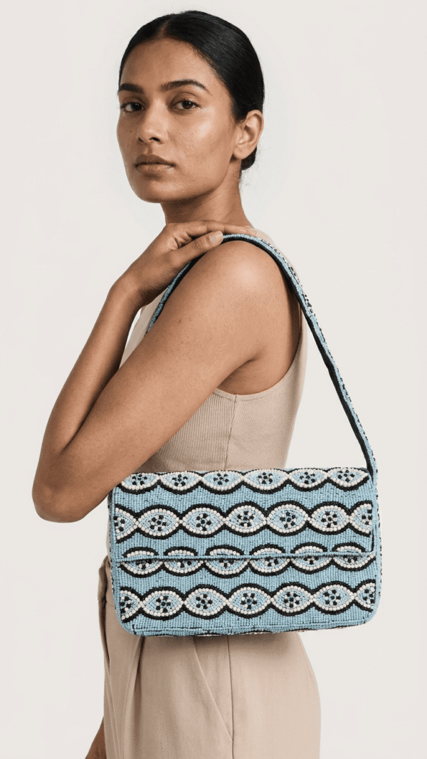 Sky wave Beaded Shoulder Bag