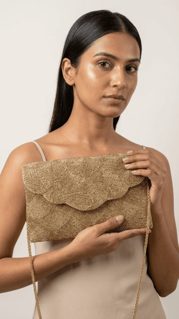 pomelli_photoshoot_image_9_16_0522 (1) Golden Scallop Beaded Clutch Bag