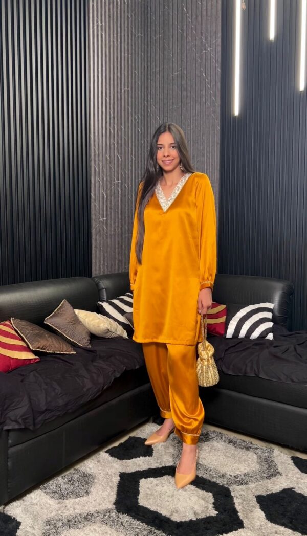 Mustard Luxe Satin Co-ord Set