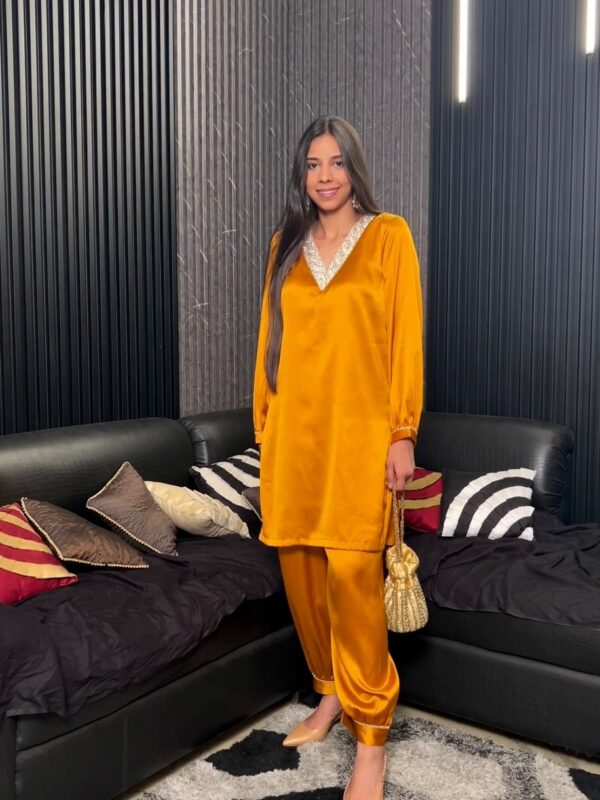 Untitled Mustard Luxe Satin Co-ord Set