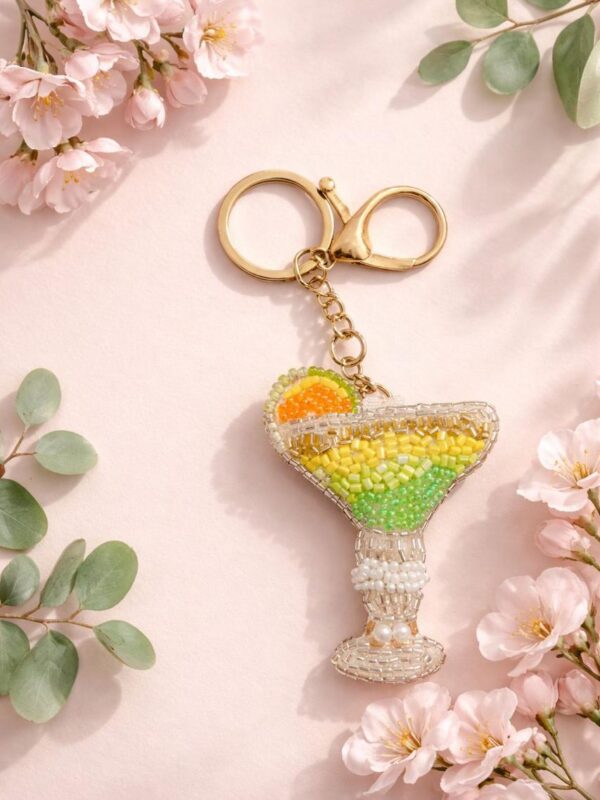 Untitled Citrus Splash Cocktail Beaded Keychain