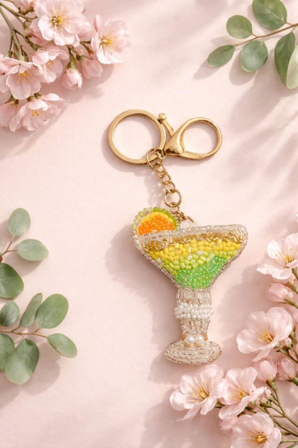 Untitled Citrus Splash Cocktail Beaded Keychain