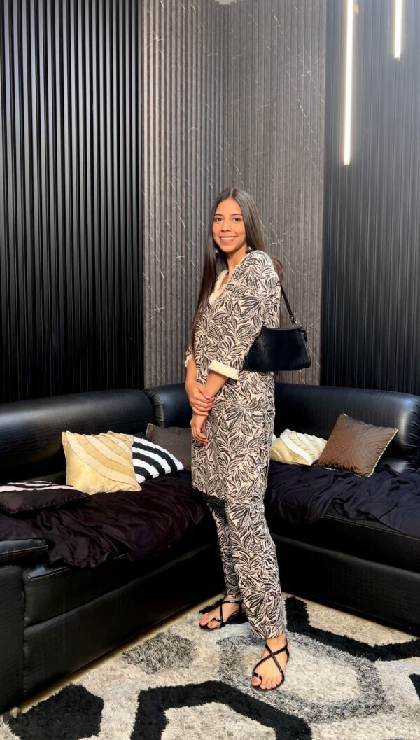 Untitled Monochrome Leaf Print Co-ord Set