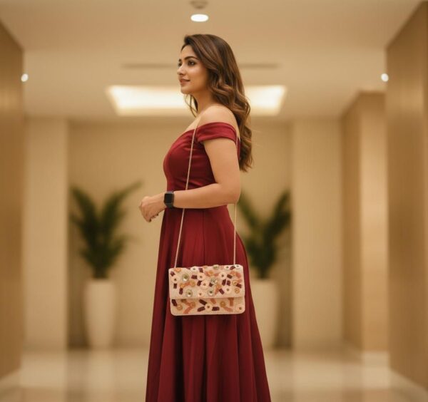 df Blush Blossom Beaded Clutch Bag