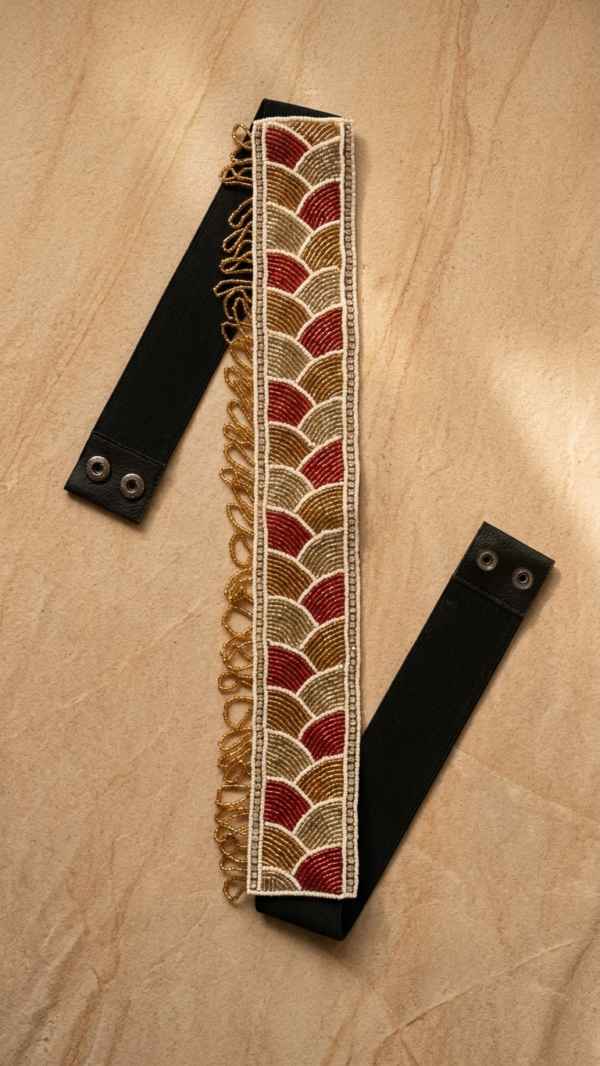 pomelli_photoshoot_image_9_16_0516 Scarlet Arc Beaded Waist Belt