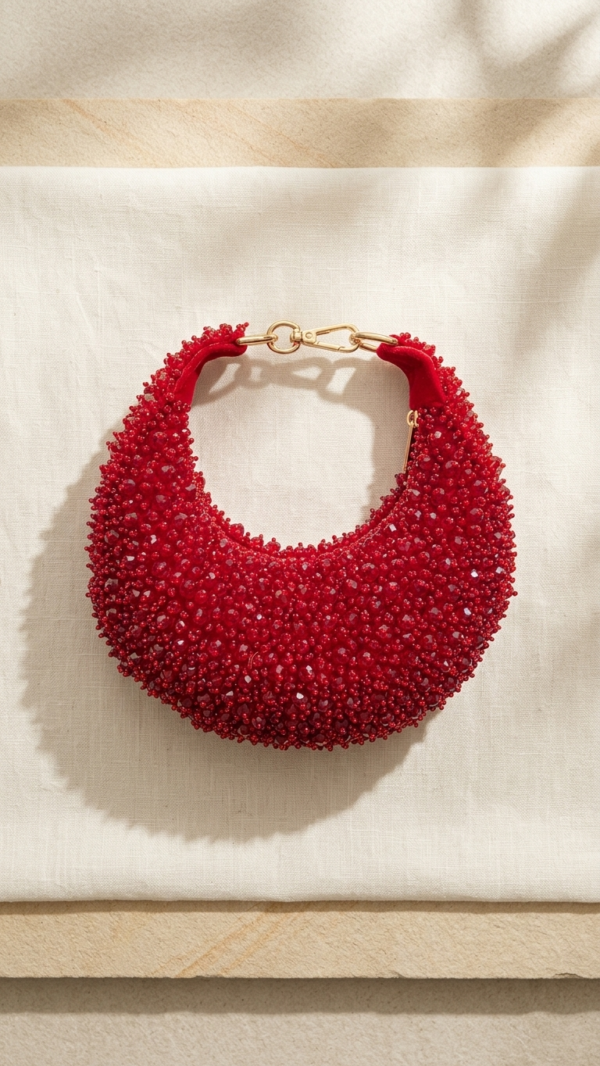 pomelli_photoshoot_image_9_16_0623 (15) Ruby Radiance Crescent Clutch