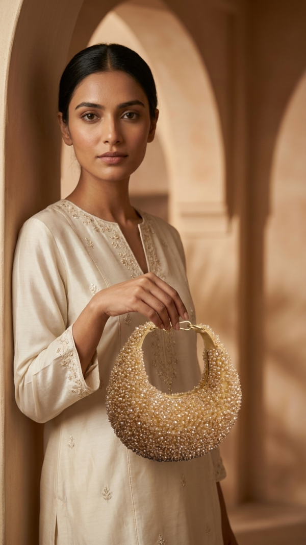 pomelli_photoshoot_image_9_16_0623 (2) Champagne Pearl Crescent Clutch