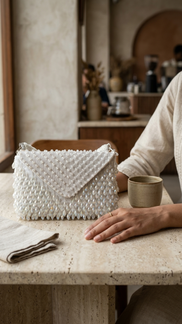 pomelli_photoshoot_image_9_16_0623 (24) Pearl Cascade Crystal Clutch