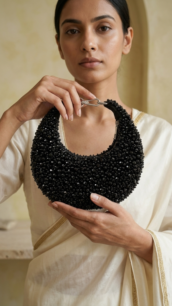 pomelli_photoshoot_image_9_16_0623 (48) Midnight Noir Crescent Clutch