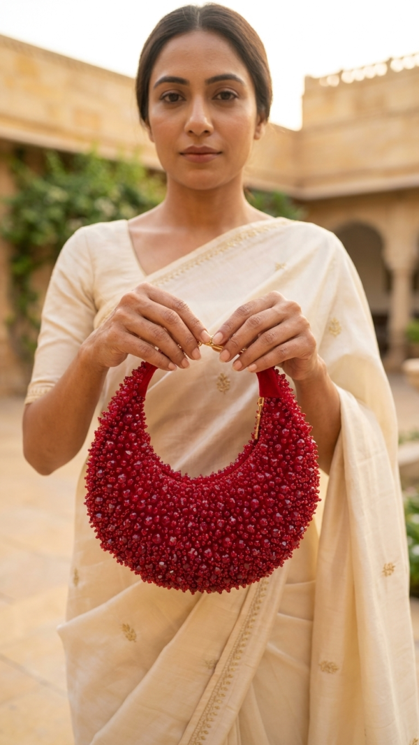 pomelli_photoshoot_image_9_16_0623 (52) Ruby Radiance Crescent Clutch