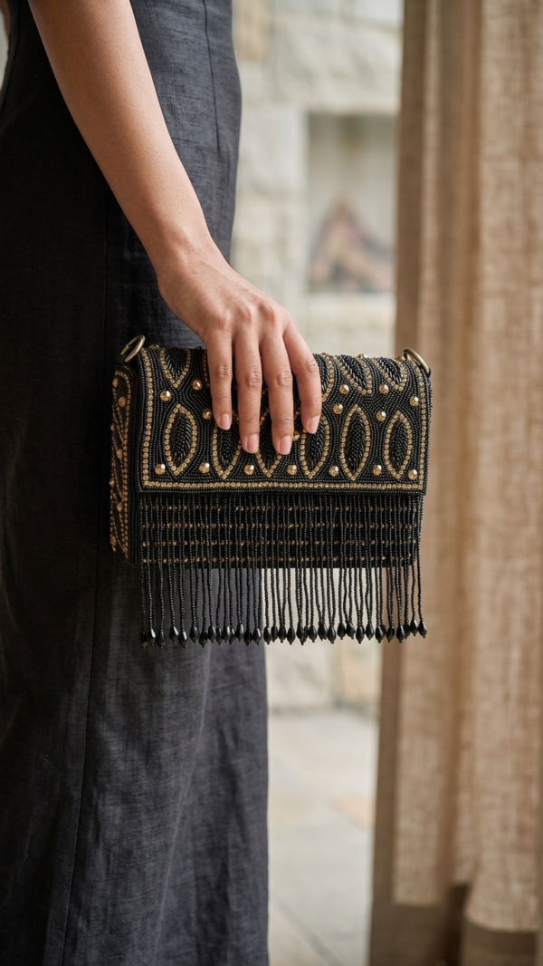 pomelli_photoshoot_image_9_16_0624 (23) Midnight Glam Fringe Clutch