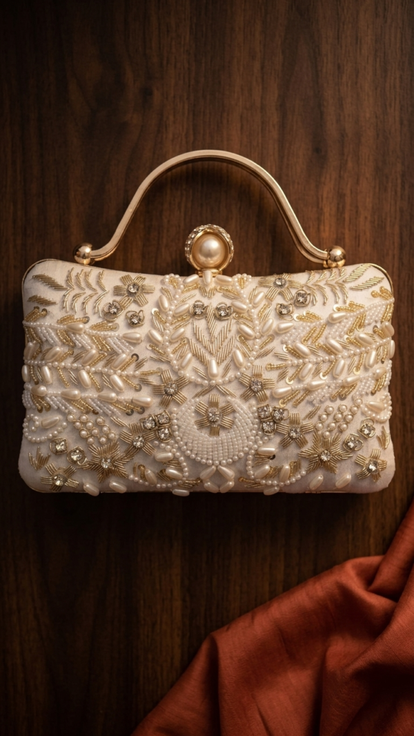 pomelli_photoshoot_image_9_16_0624 (35) Pearl Crown Luxe Clutch