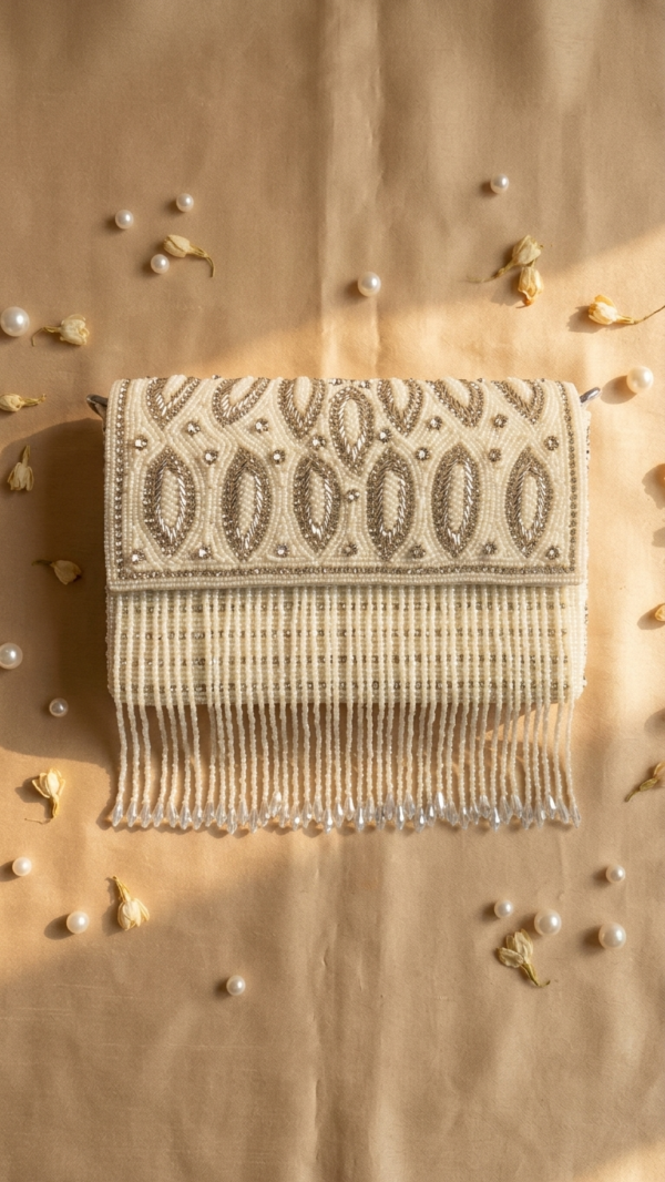 pomelli_photoshoot_image_9_16_0624 (8) Ivory Fringe Luxe Clutch