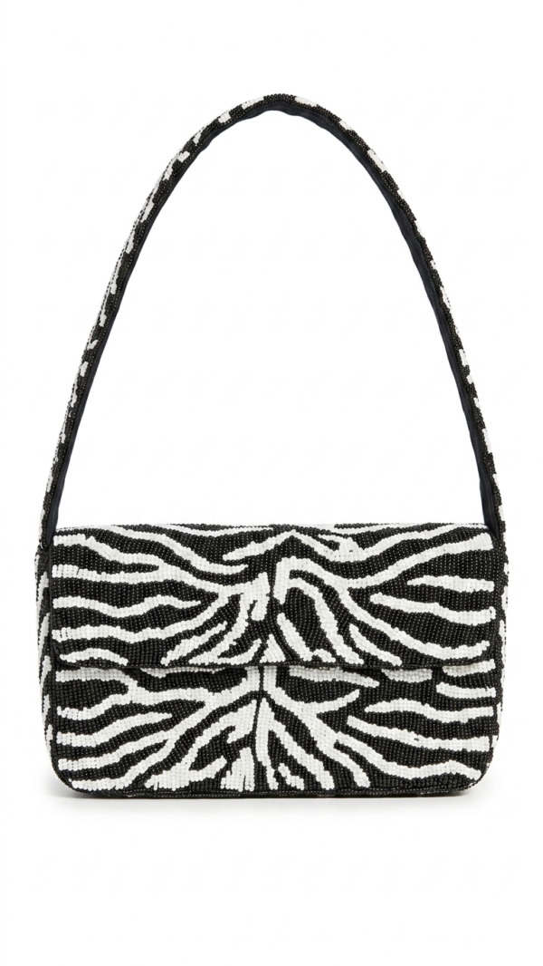Zebra Luxe Beaded Shoulder Bag