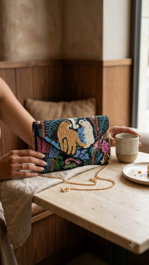 pomelli_photoshoot_image_9_16_0627 (7) Safari Majesty Beaded Clutch Bag