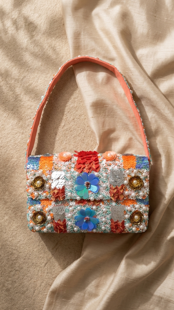 Bloom Sequin Beaded Shoulder Bag