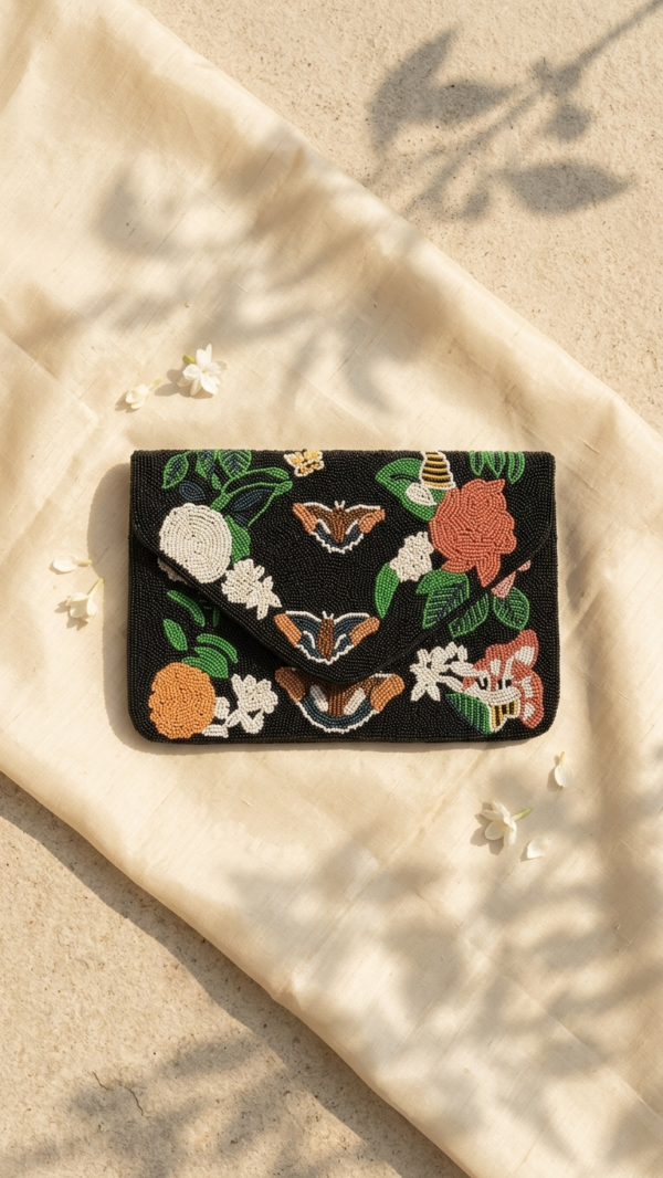 pomelli_photoshoot_image_9_16_0629 (7) Midnight Botanical Beaded Envelope Clutch