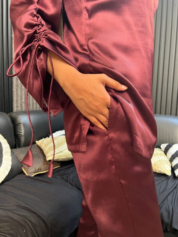 Wine Satin Co-ord Set